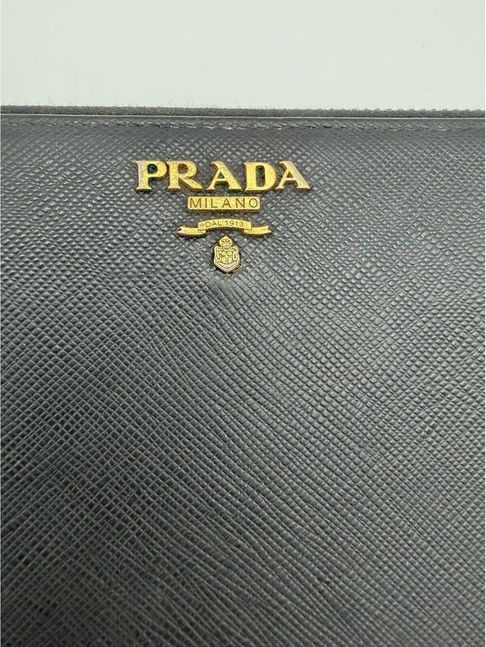 Authentic PRADA Black Saffiano Leather Zip Around Travel Organizer Long Wallet